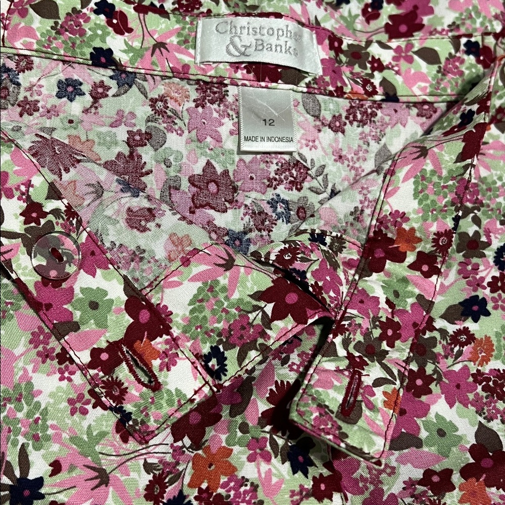 Christopher & Banks Button Down Floral Print Skirt Hemmed size 12 - Picture 7 of 7